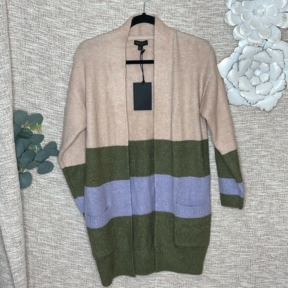[Goldray] Chunky Knit DusterColor Block Cardigan NWT - Picture 2 of 9